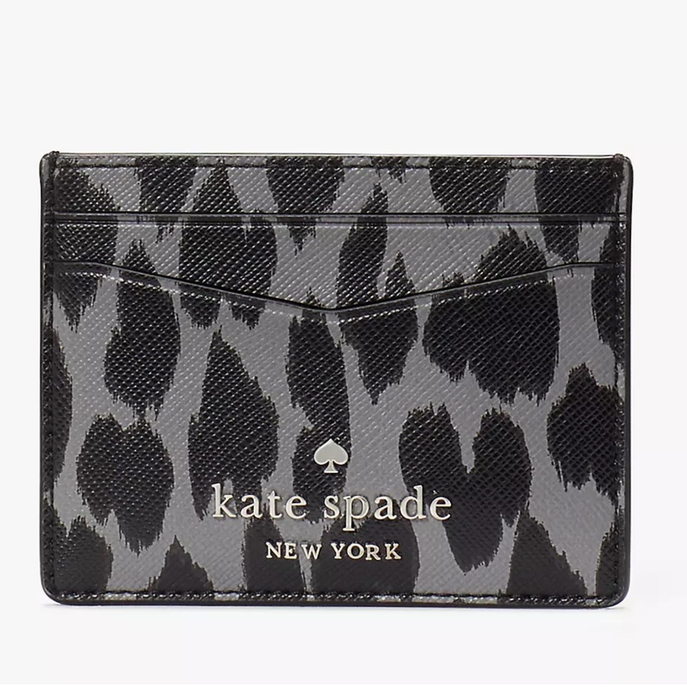 NEW IN PACKAGING KATE SPADE CARD HOLDER -GRAY ANIMAL PRINT